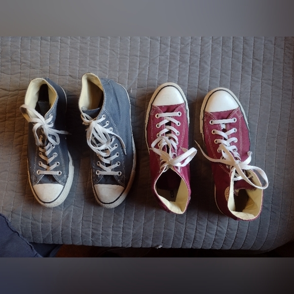 Lot of 2/ 2 Pairs of Converse All Stars Size 9.5 Navy Blue and Maroon - Picture 7 of 7